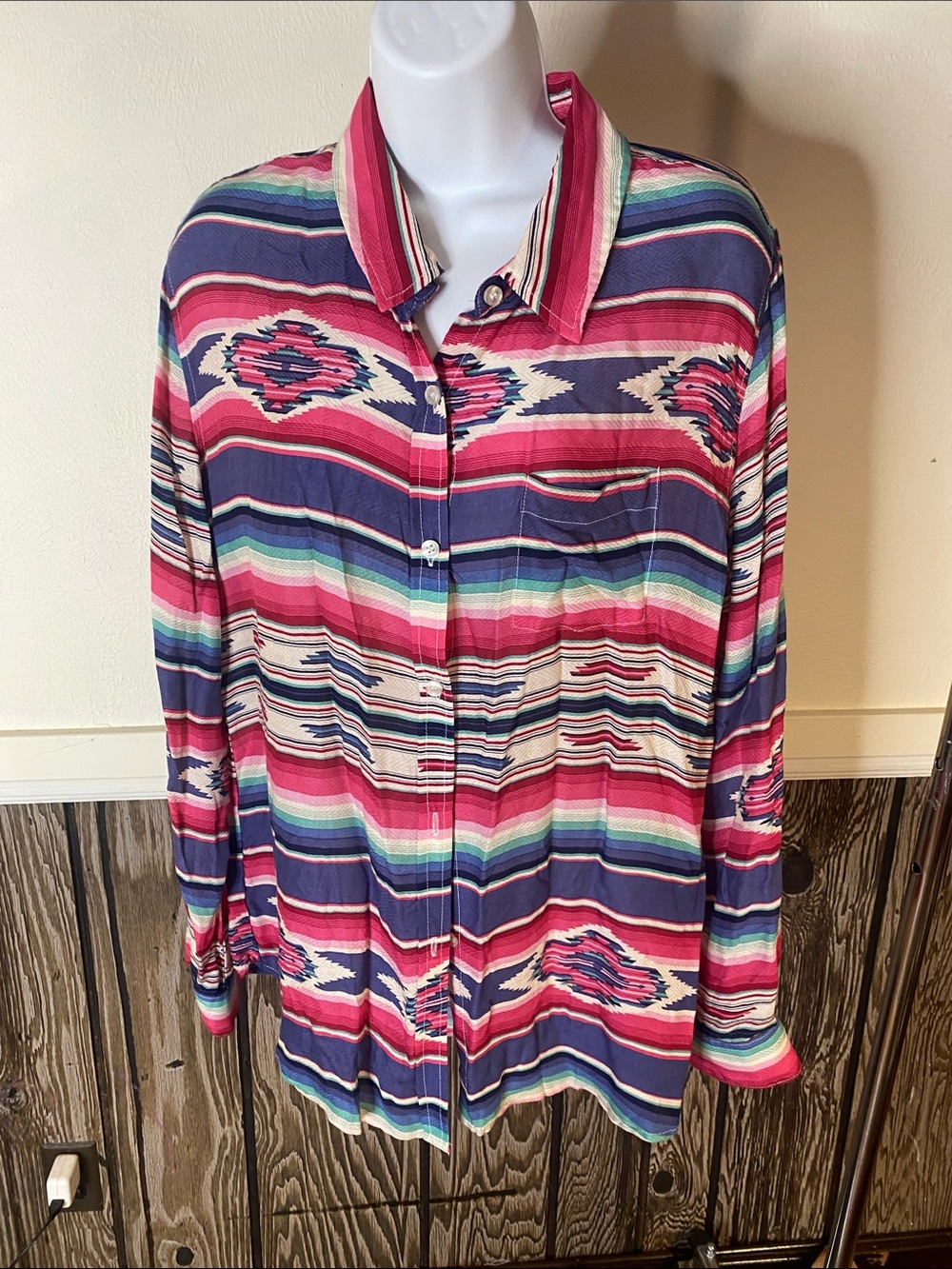 Stetson Multicolor Aztec Stripe Lightweight Button-Down Shirt